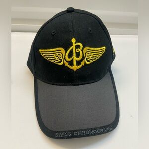 Breitling Hat Black Strapback Embroidered Official Swiss Chronographs